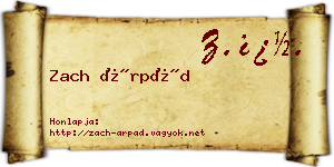 Zach Árpád névjegykártya